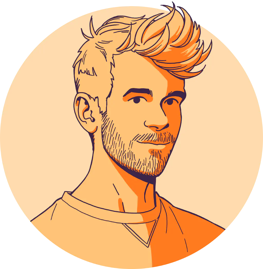 Portrait of Ewoud van der Werf stylized in the style of SCHiM, Illustrated by Oscar Westberg